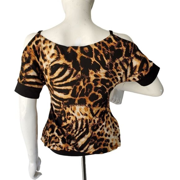 INC International Cold Shoulder Tunic Top Animal Print Poly Knit Women Small NWT - Picture 7 of 9